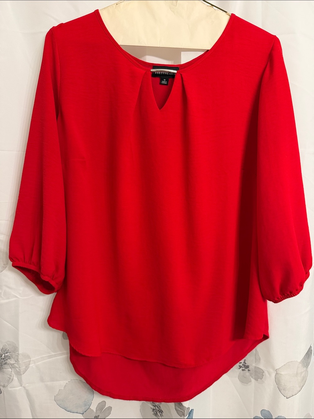 Fortune + Ivy Red Keyhole Blouse